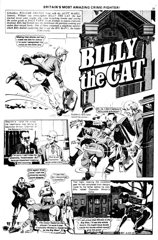 The opening page of "Billy the Cat" from Buddy No. 8, published in 1981 © DC Thomson Media