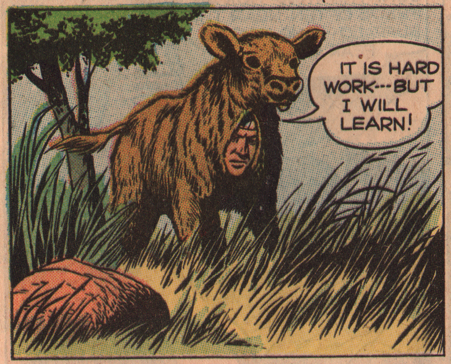 This bizarre panel appeared in Hi-Yo Silver #22, published in the US by Dell in 1957. Script by Gaylord DuBois, art by Tom Gill 