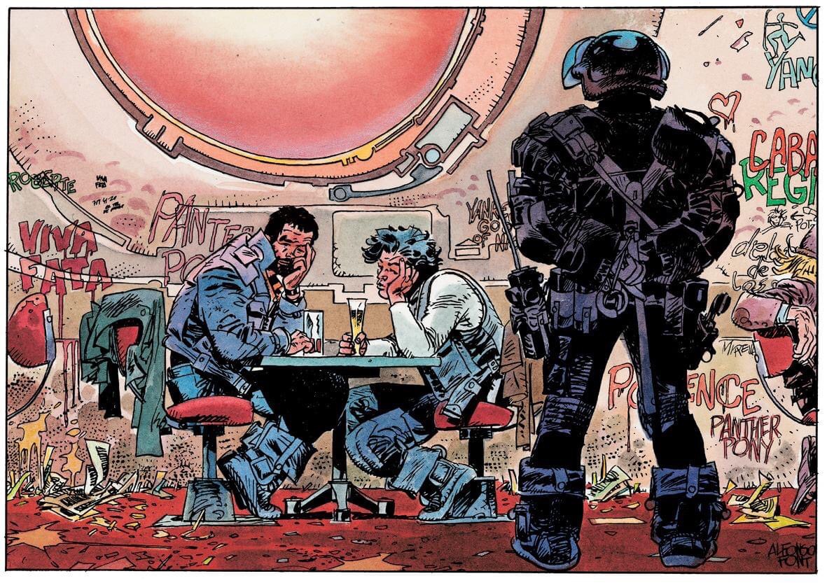  A panel from Alfoso Font’s SF series Clarke & Kubrick