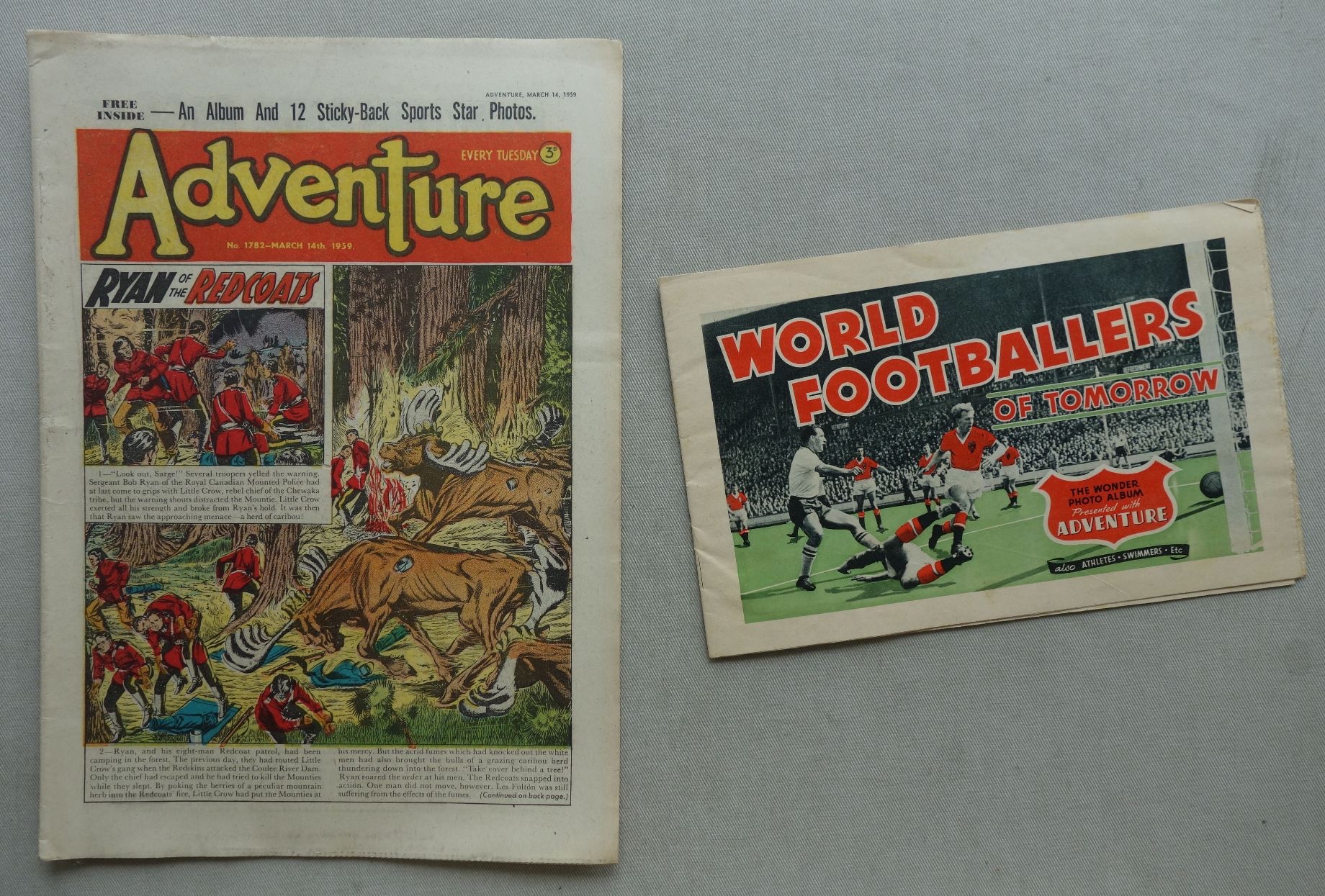 Adventure story paper No. 1782 - cover dated 14th March 1959 with free gift album for football cards