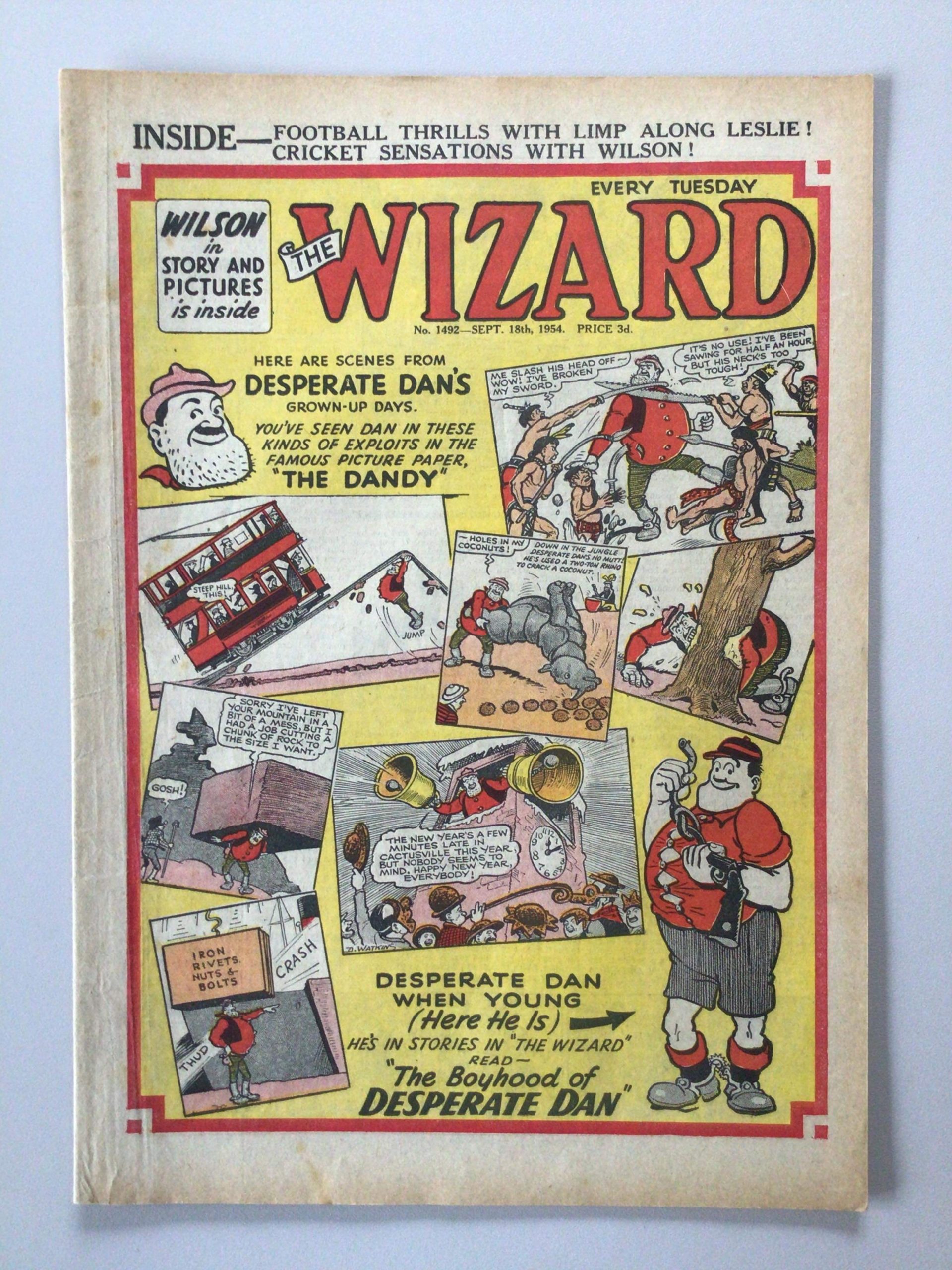 Wizard Comic No. 1492, cover dated 18th September 1954 - featuring desperate Dan on the cover