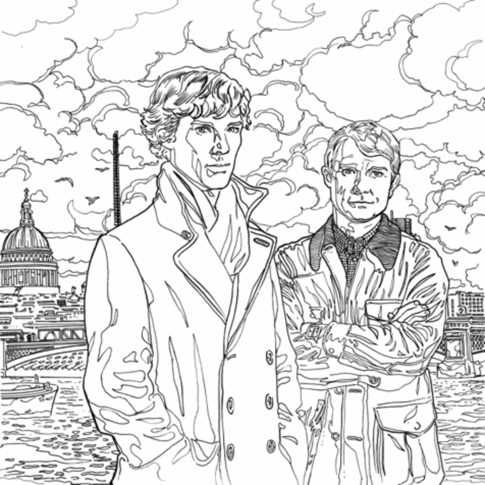 Sherlock colouring book art by Mike Collins