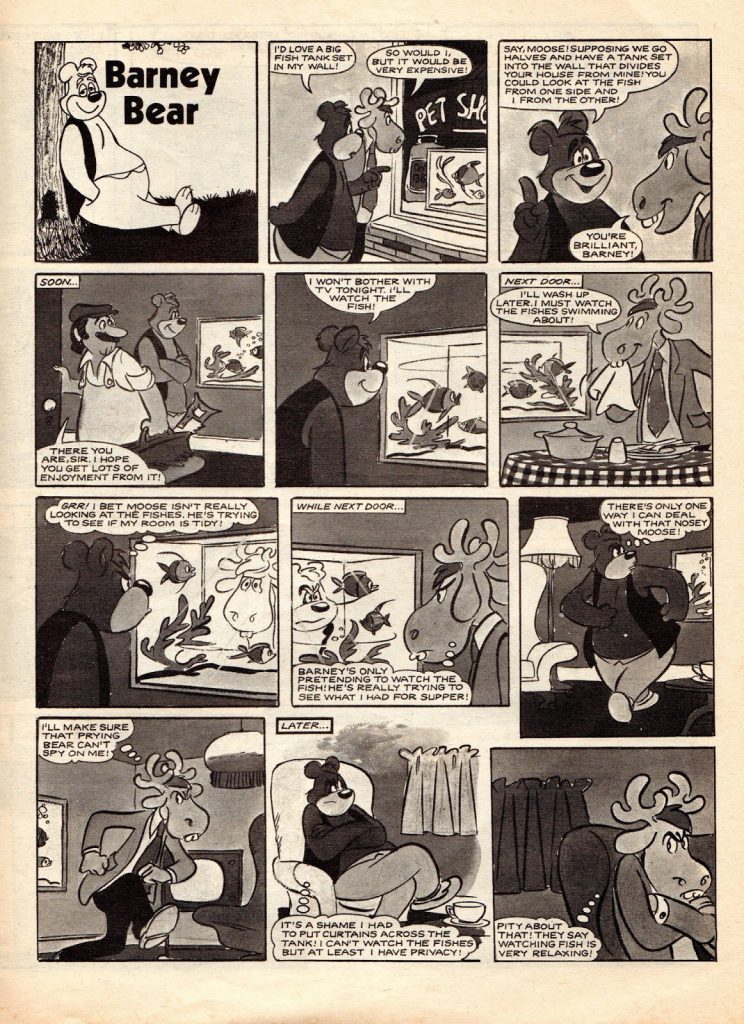 “Barney Bear”, a reprint from TV Comic Holiday Special 1979. This was previously published in colour in TV Comic itself. With thanks to Peter Gray