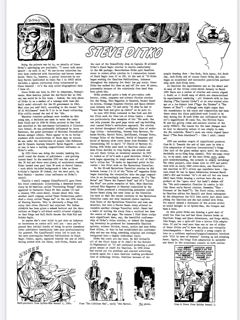 FA (Fantasy Advertiser) Issue 97- Sample Page Steve Ditko
