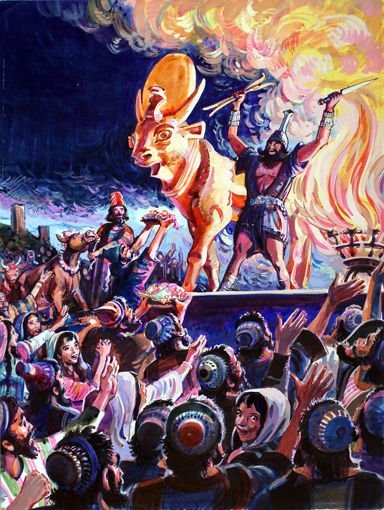 "Worshipping False Gods", an illustration for The Bible Story (Issue 14) by Robert Forrest
