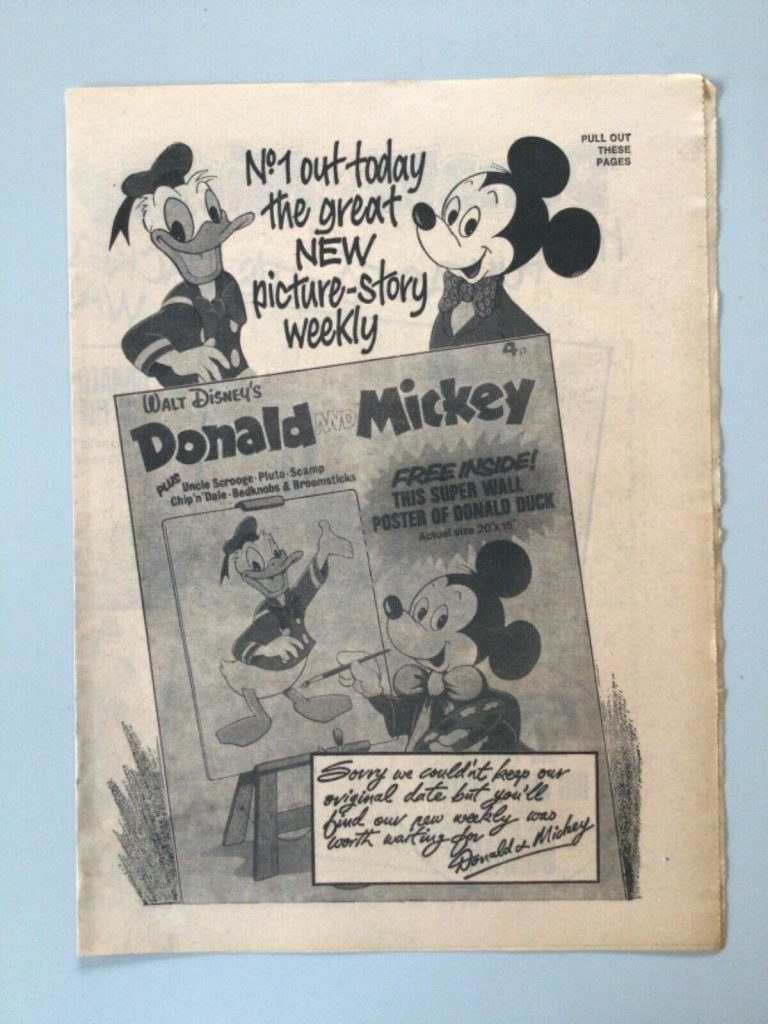 Walt Disney's Donald and Mickey comic No.1 Flyer 1972