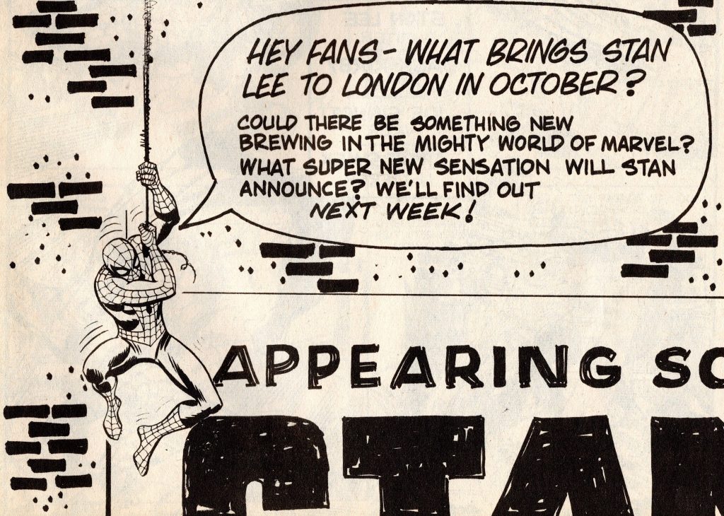 The first teaser advert for a Roundhouse event with Stan Lee in London, back in 1975