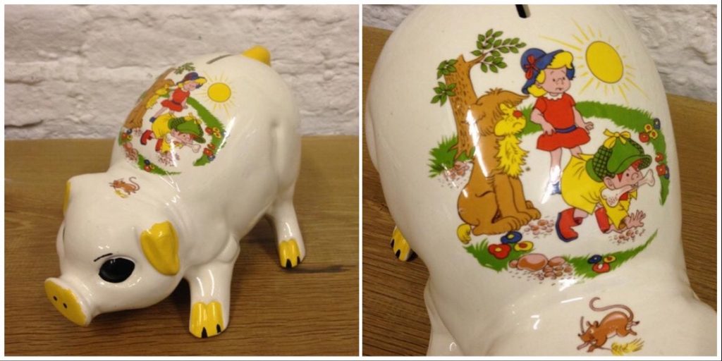 The Perishers Piggy Bank, dated as produced in the 1960s. Via Etsy