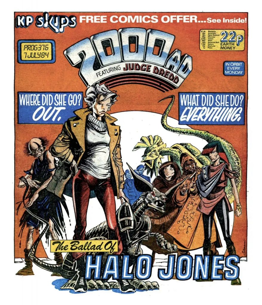 2000AD Prog 376, cover dated 7th July 1984, featuring Halo Jones.Art by Ian Gibson