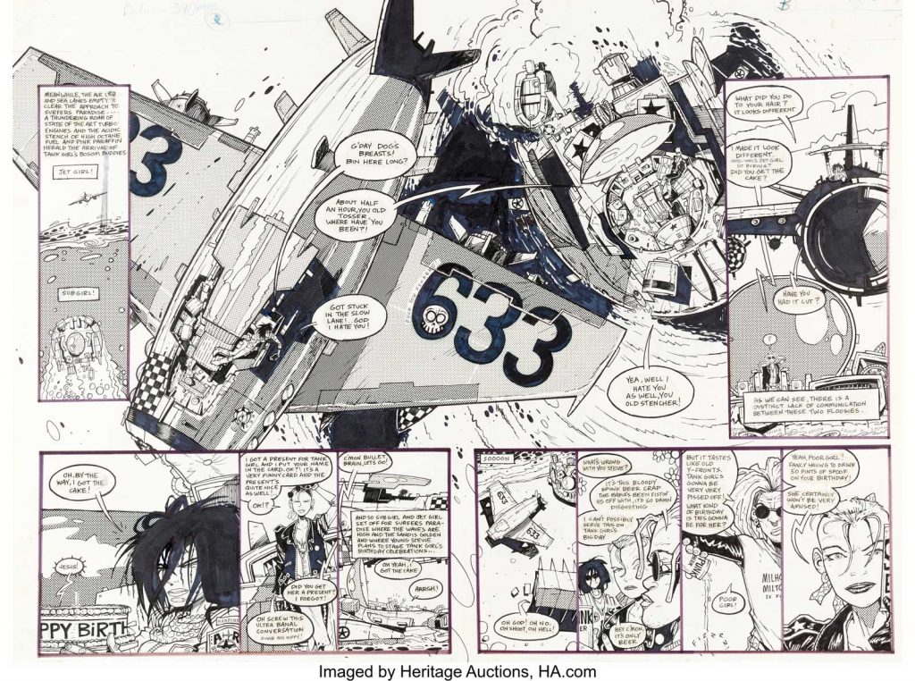 Jamie Hewlett - Deadline Magazine #7 Tank Girl Double Page Spread 2-3 Original Art (Deadline Publications, 1989