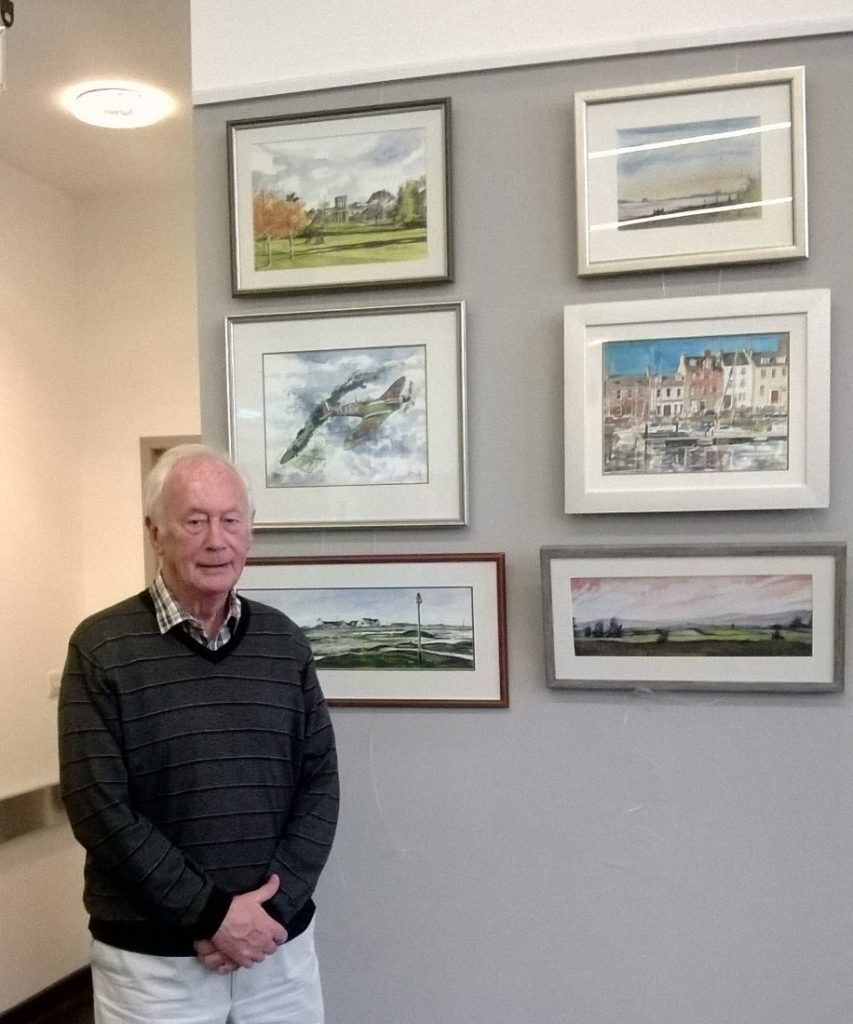 Frank McDiarmid at his exhibition at Whitehills Health & Community Care Centre in Forfar in 2017. Photo: NHS Tayside