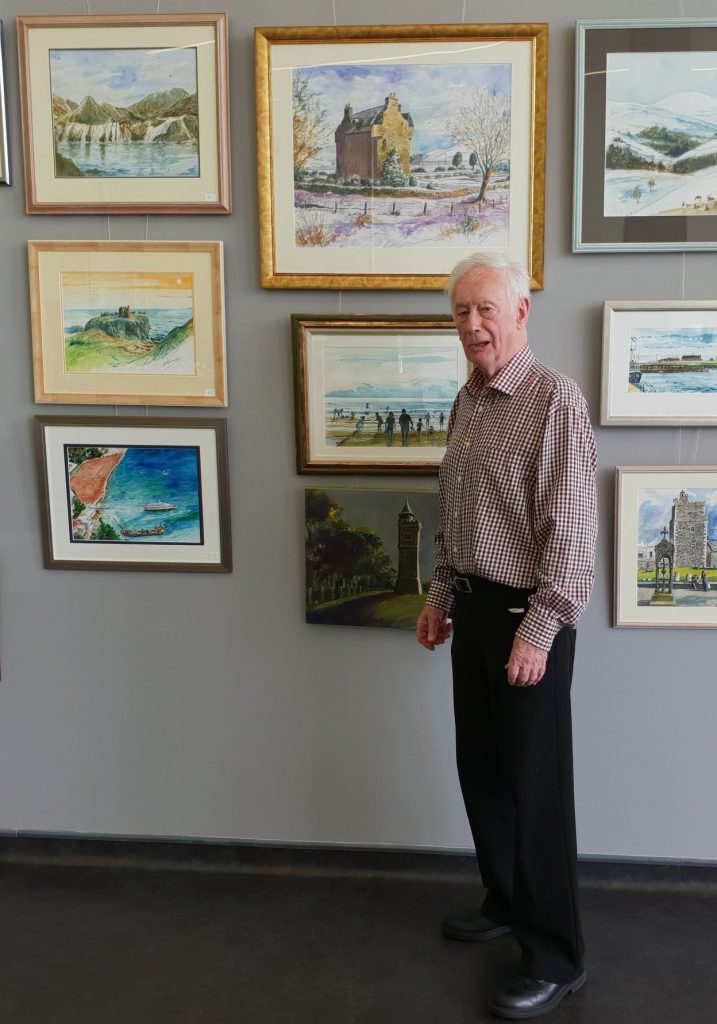 Frank McDiarmid at his exhibition at The Pavilion @ Stracathro café in 2019. Photo: NHS Tayside
