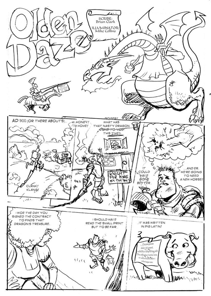 In Olden Daze, written by Brian M Clarke and illustrated by Mike Collins