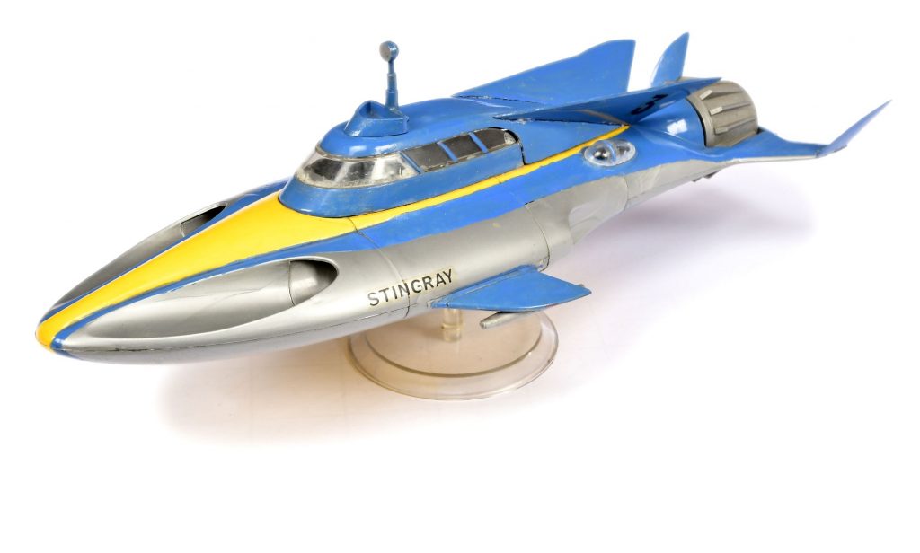 A painted Airfix Gerry Anderson Stingray Lyons Maid Sea Jet plastic kit, only available through Lyons Maid as an ice-cream promotion in 1965. The kit originally sold for 6/- plus the redemption of three Lyons Maid Sea Jet wrappers. Image: Vectis