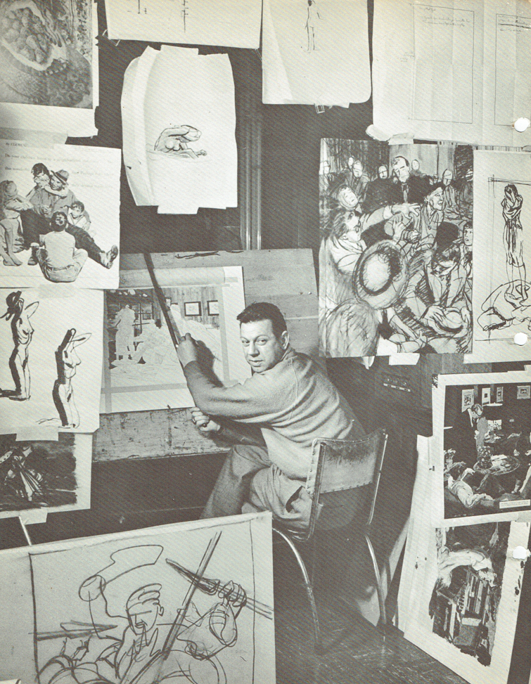 Austin Briggs at work, from the rare book "How I Make A Picture" released in the 1940s as part of the Famous Artists Advanced Program