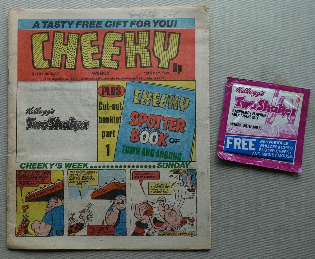 Cheeky, cover dated 19th May 1979, with Kelloggs Shakes free gift