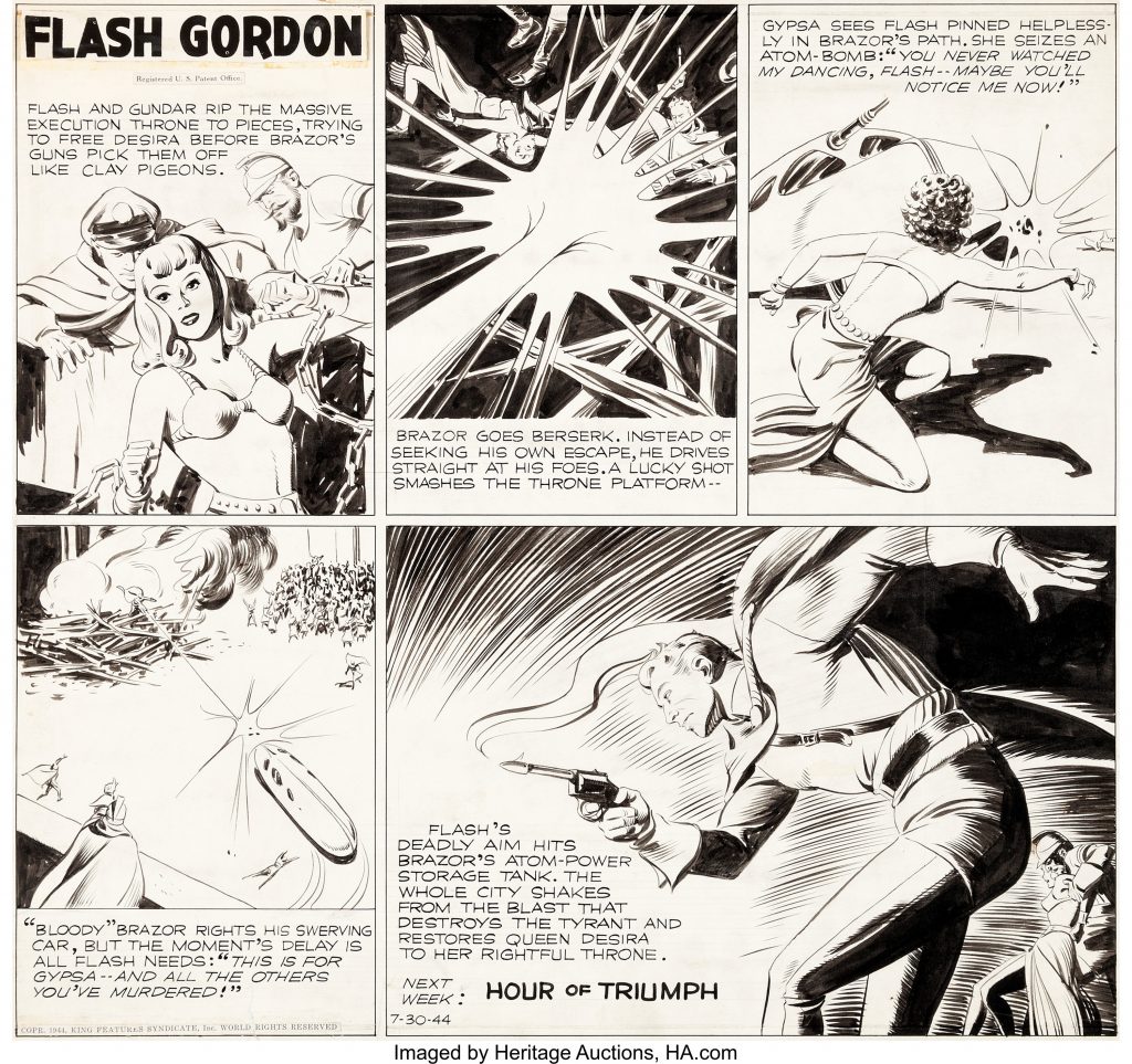 Flash Gordon, 30th July 1944 - art by Austin Briggs. Via Heritage Auctions