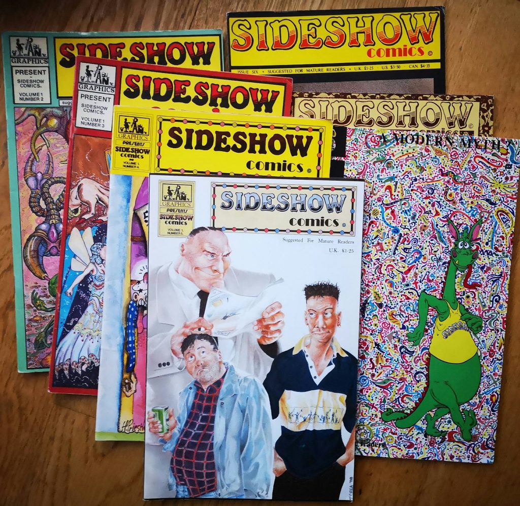 Sideshow featured early art by John McCrea, Phil Winslade, Dave Taylor, Nick Abadzis and more. Via David McDonald/Hibernia Comics