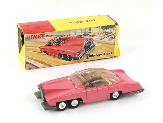 Dinky Toys - No 100 Lady Penelope's FAB 1 diecast model, boxed with inner tray and two figures. Image: Ewbanks