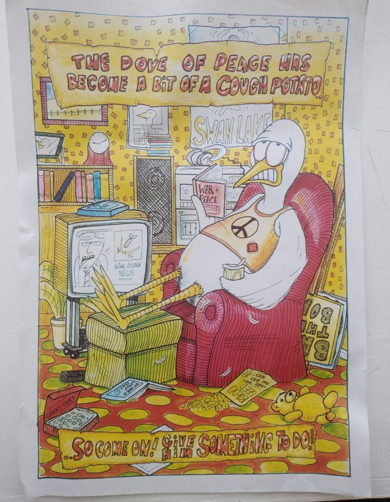 The Dove of Peace, as a Couch Potato, by Duncan Scott. With thanks to Duncan’s father, Peter