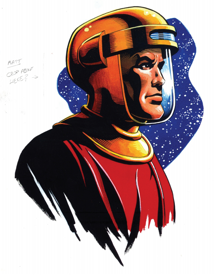Garry Leach Dan Dare. Designer Matt Bookman commissioned this for the Radio Times radio listings section, after Robot had bitten the dust. "When I commissioned this, the Dan Dare Corporation had just bought the character and Cohn Frewin had approval," Matt recalls. "I sent a copy to Rod Barzilay in the late 1990s as a thank you for sending me copies of his Dan Dare strip. Later on, he put it in the first issue of Spaceship Away."