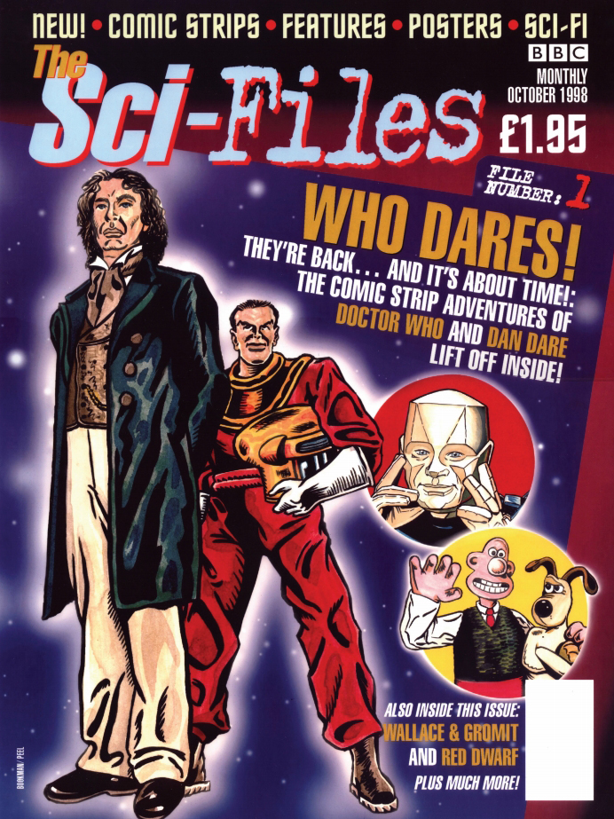 Matt Bookman's second cover design for "The Sci-Files", featuring Doctor Who, Dan Dare and Red Dwarf