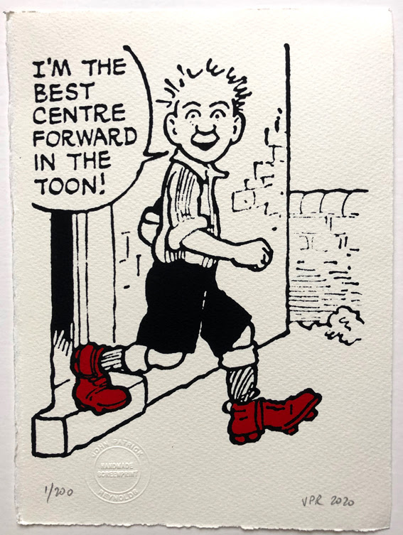 Oor Wullie steps out in his footy gear. No1. (26x19cms)
