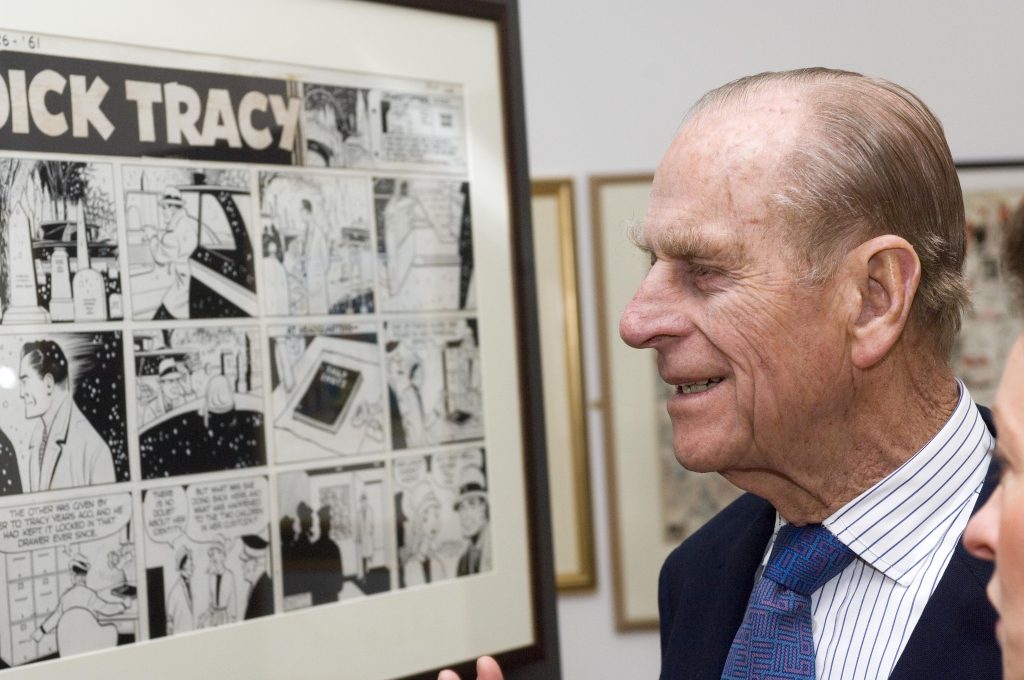 Prince Philip, the Duke of Edinburgh, at the opening of the first London Cartoon Museum in 2006. Image courtesy The Cartoon Museum