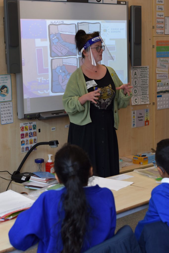 Rachael Smith at Abraham Moss Community School for the Comic Art Europe Comics Literacy project. Photo: Chay Edwards