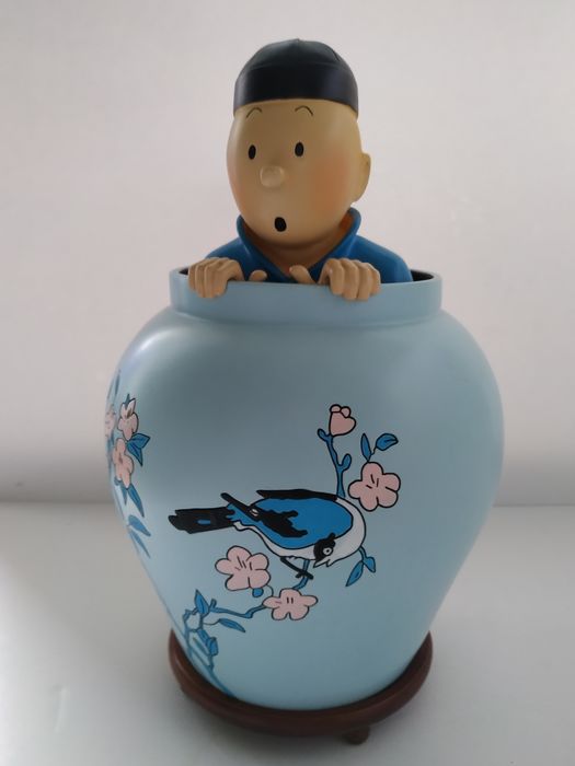 Tintin - Pixi Statuette / Regout 30000 - Tintin and Snowy in the Potiche (28 cm) - Le Lotus Bleu - (1991)