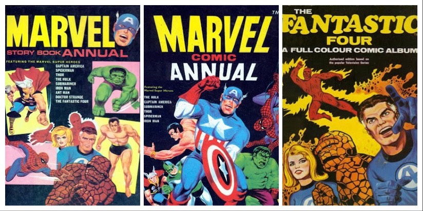 Some UK annuals featuring the Fantastic Four. With thanks to Lew Stringer