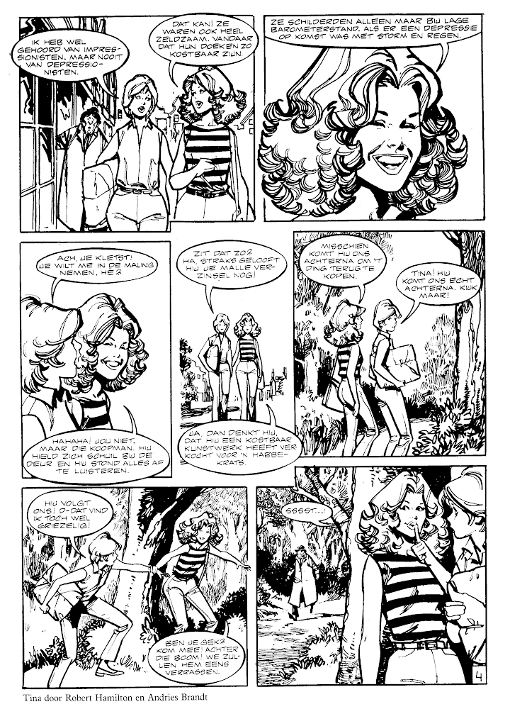 A test page for ‘Tina en Debbie’ for Tina comic, drawn by Robert Hamilton:. With thanks to Bas Schuddeboom