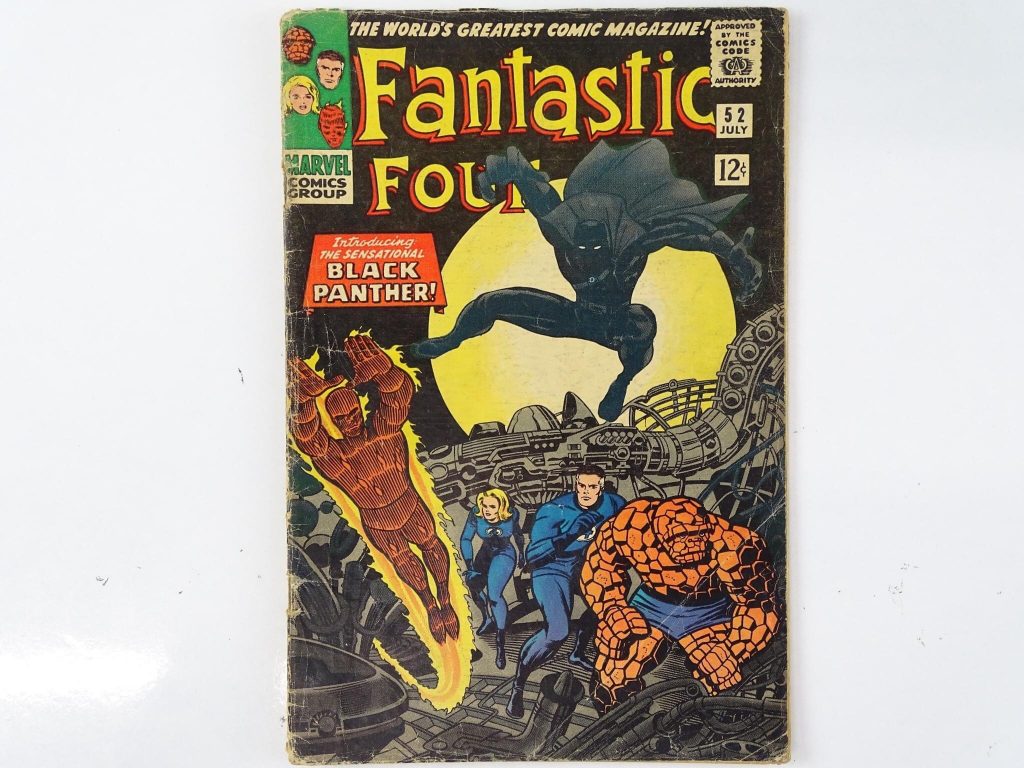 Fantastic Four #52  features the first appearance of Black Panther, one of the hottest and significant comic characters in recent memory with Inhumans, Wyatt Wingfoot appearances. Jack Kirby cover and interior art