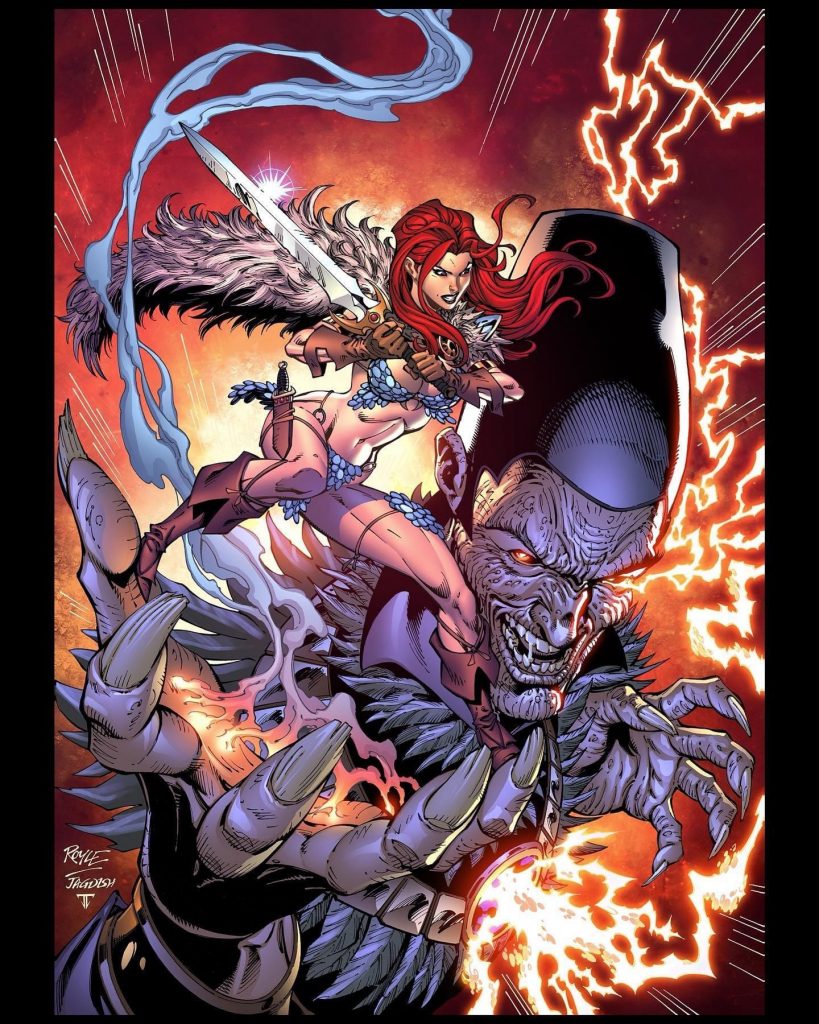 Red Sonja #20, inked by Jagdish Kumar and coloured by Juan Fernandez 