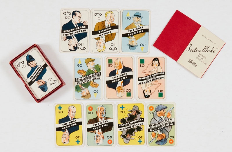 Sexton Blake Card Game (1920s) Waddingtons. With original box, rules and complete 60 card set. Box [vg], cards as new