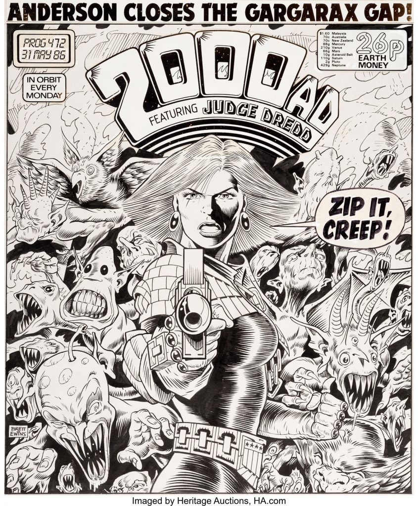 Brett Ewins 2000AD Prog 472 Cover Original Art (IPC, 1986)