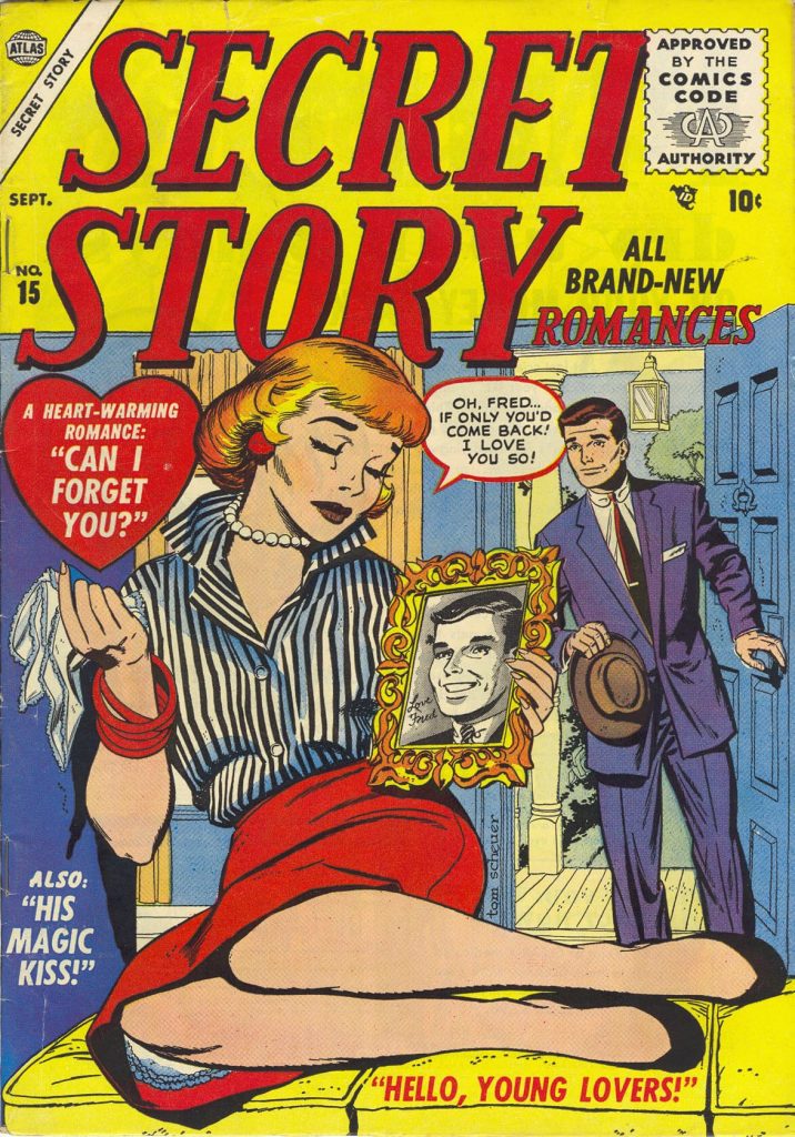 Secret Story Romances #15, published in 1955 - cover art by Tom Sawyer