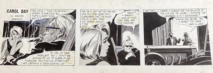 Carol Day - Buying the Duesenberg - original strip by David Wright