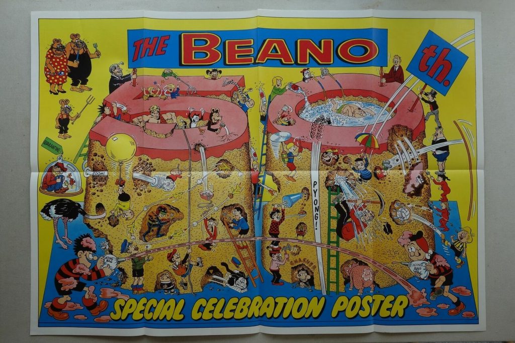 Beano No. 2402, cover dated 30th July 1988, "50th Birthday" celebration poster