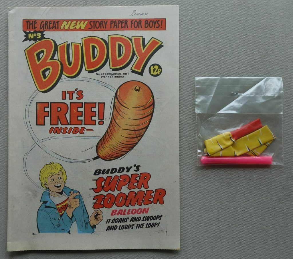 Buddy No. 3, cover dated 28th February 1981, with free "Zoomer Balloon" gift, unused