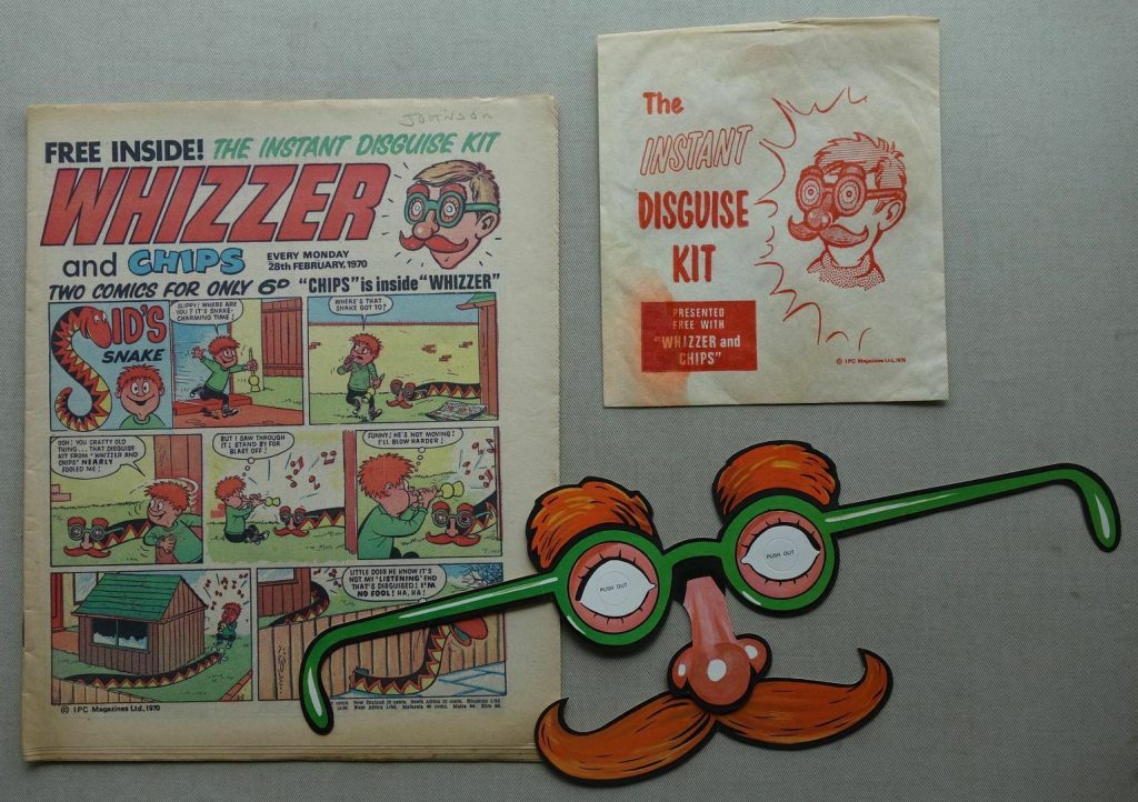 Whizzer and Chips, cover dated 28th February 1970, with free "Disguise Kit" gift