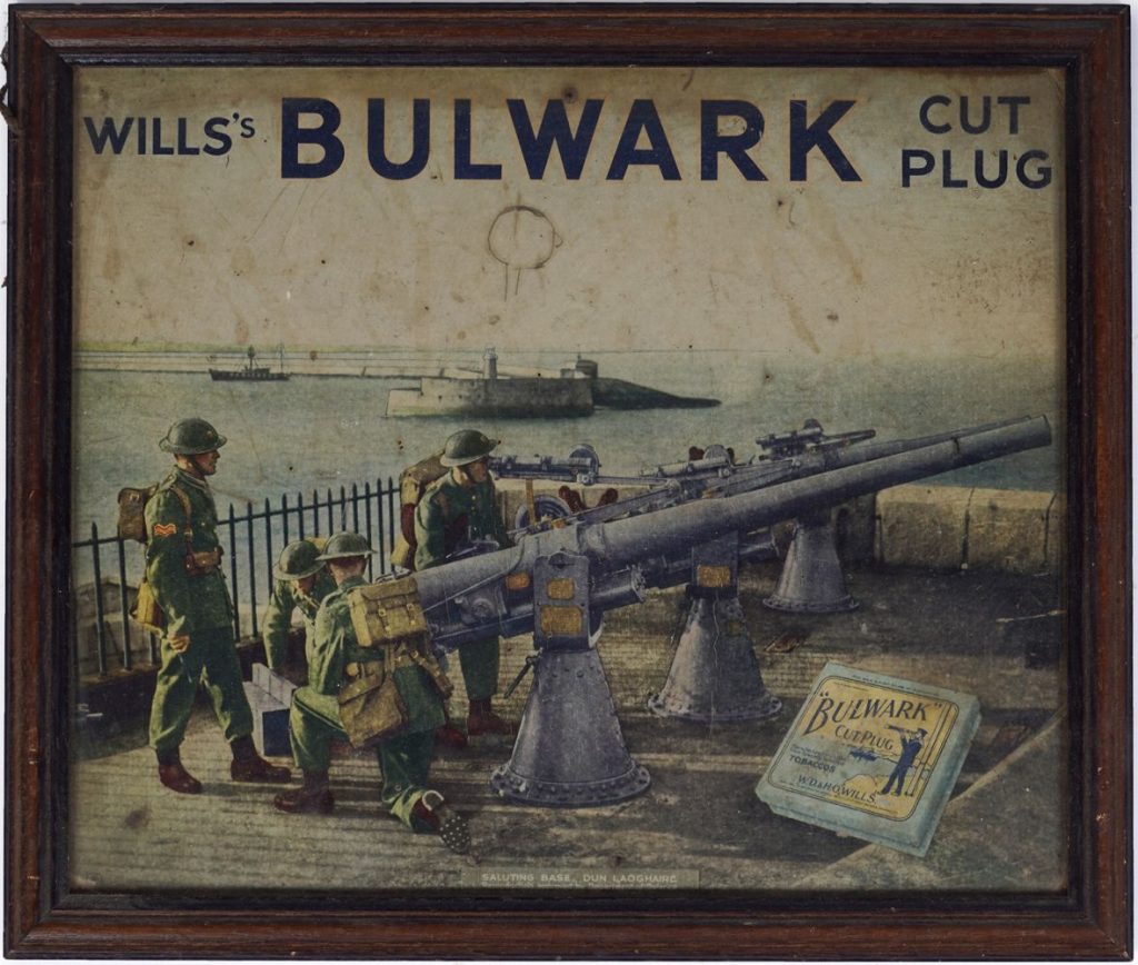 Wills's Bulwark Cut Plug poster saluting Base Dun Laoghaire Reproduction Approved by Department of Defence