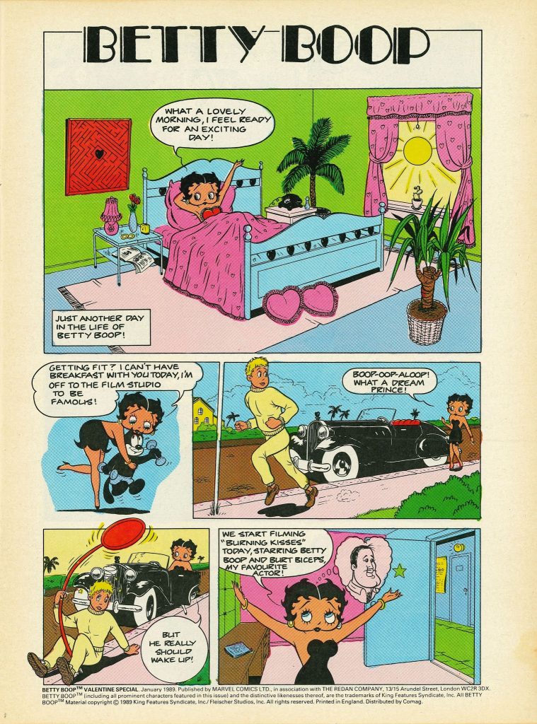 Betty Boop, from the Marvel UK Valentine Card Special, published in 1989