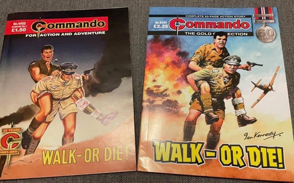 The recently-released Issue 5444 alongside a copy of Commando Number One