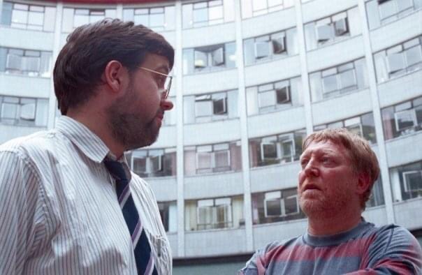 Adrian Rigelsford, left, with Doctor Who director Graeme Harper at BBC Television Centre in June 1993, when Dark Dimension was fleetingly in production. Photo: Marcus Hearn