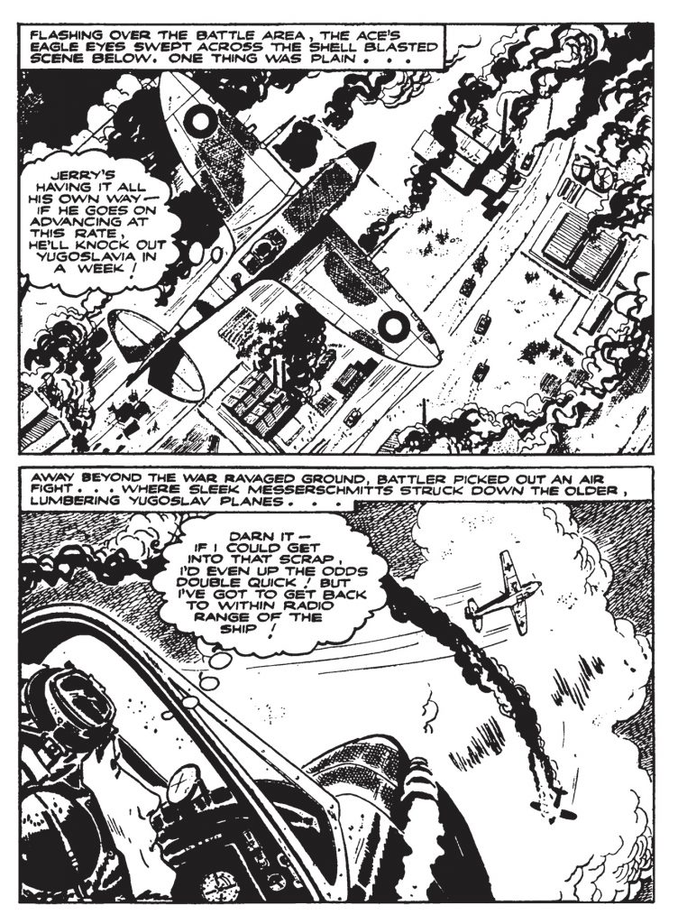 A page from the Battler Britton story, “Wagons of Gold”, art by Hugo Pratt