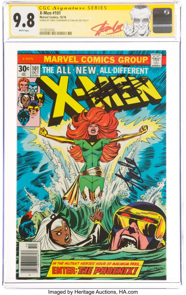 X-Men #101 Signature Series CGC NM/MT 9.8, featuring the origin and first appearance of Phoenix, signed by Lee and Claremont