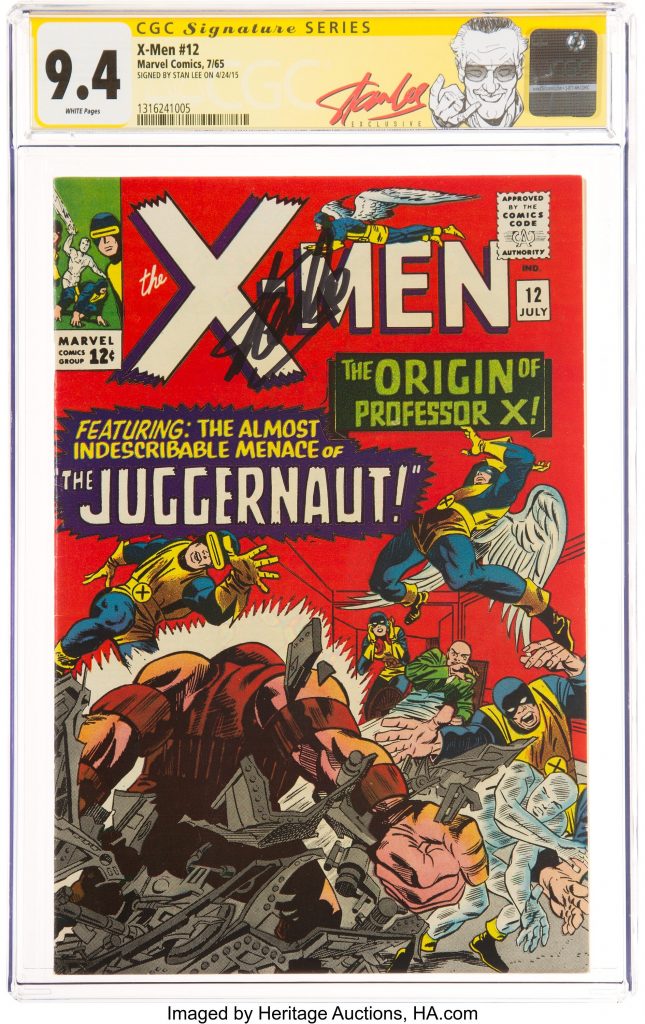 X-Men #12 Signature Series CGC NM 9.4, featuring the origin of Professor X and signed by Lee
