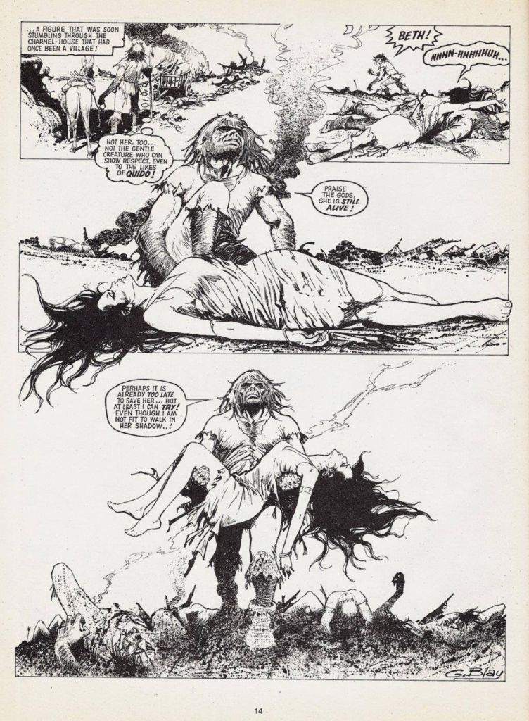 A page from the original "Black Beth" story from the Scream! Holiday Special 1988, with art by Blas Gallego