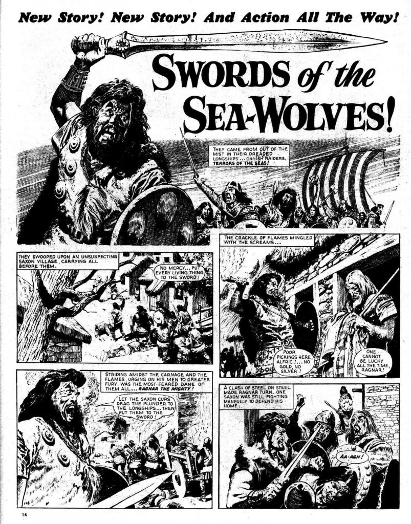 “Karl the Viking” debuted as “The Sword Of Eingar” (later reprinted as part of “Swords Of The Sea Wolves”) in Lion 447, cover dated 29th October 1960